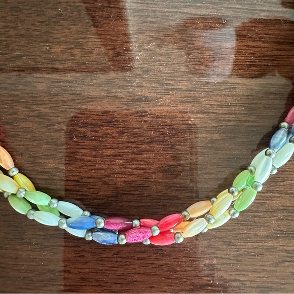 Colorful Three-Strand Beaded Necklace - Picture 2 of 3